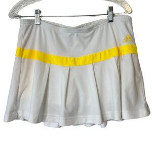 Adidas White & Yellow Pleated Tennis Skort | Pickleball Skirt w Built In Shorts